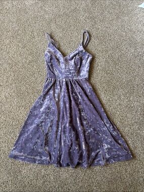 Velvet Purple Spaghetti Strap Dress